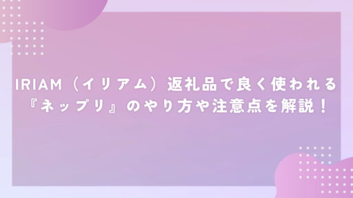 IRIAM（イリアム）返礼品で良く使われる『ネップリ』のやり方や注意点を解説！