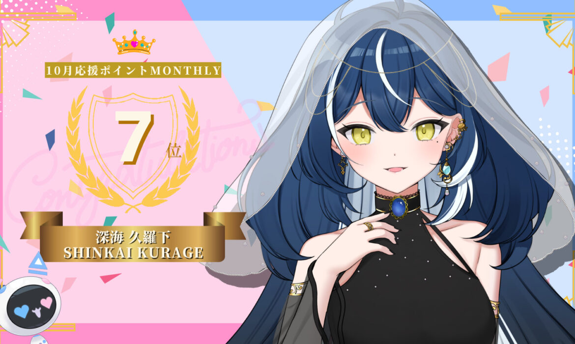 深海久羅下が応援ポイントでマンスリー7位を獲得
